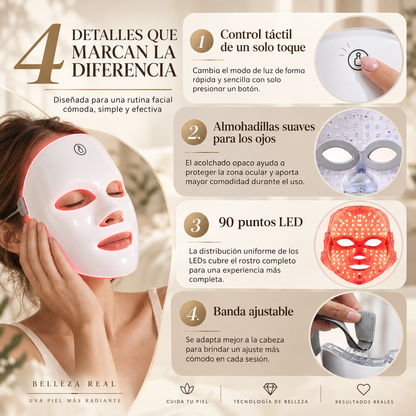 Mascarilla LED Facial — Terapia de Luz 7 Colores
