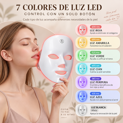 Mascarilla LED Facial — Terapia de Luz 7 Colores